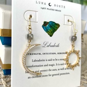 Luna Norte moon sun gold dangle drop earrings
